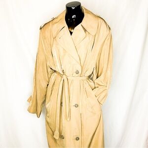 Vintage Tan Trench Coat Belted Small Medium
